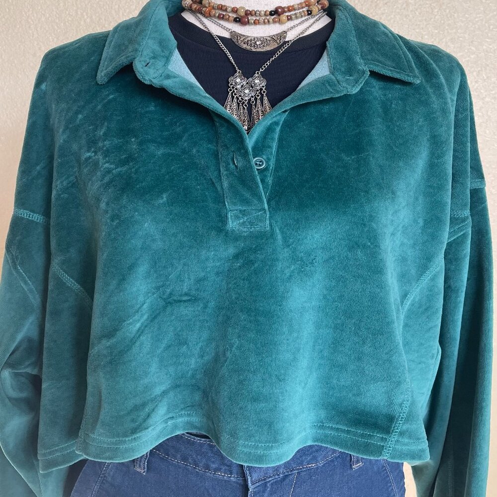 The Couture Club / light velour luxury womens top (UK 16 is US 12) 90s Y2K